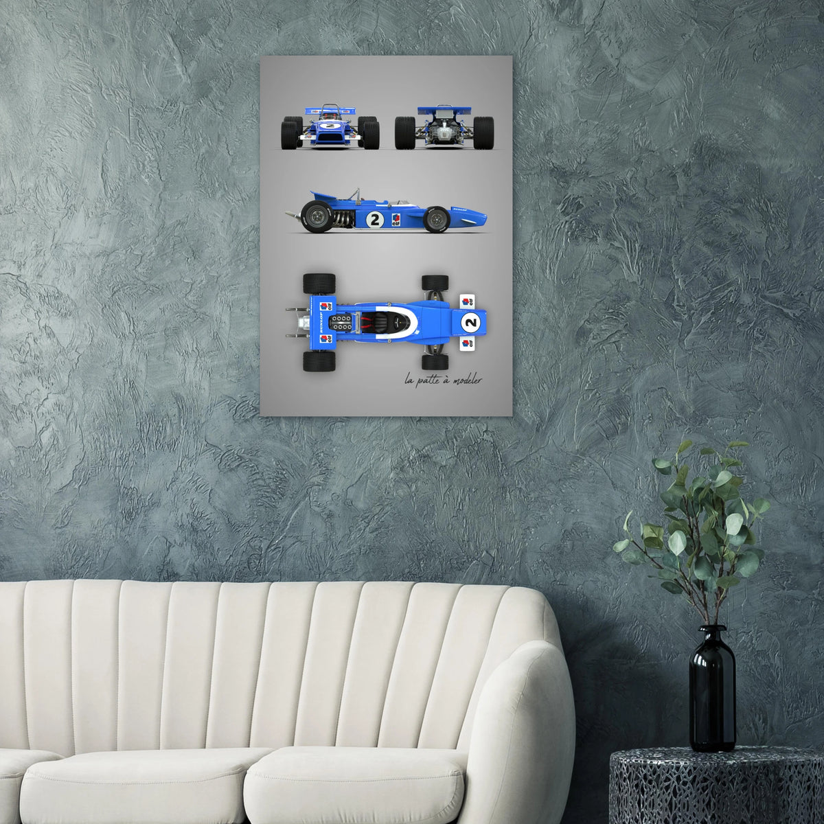 French Racing Car Aluminum Print - Motorsport Legend Art
