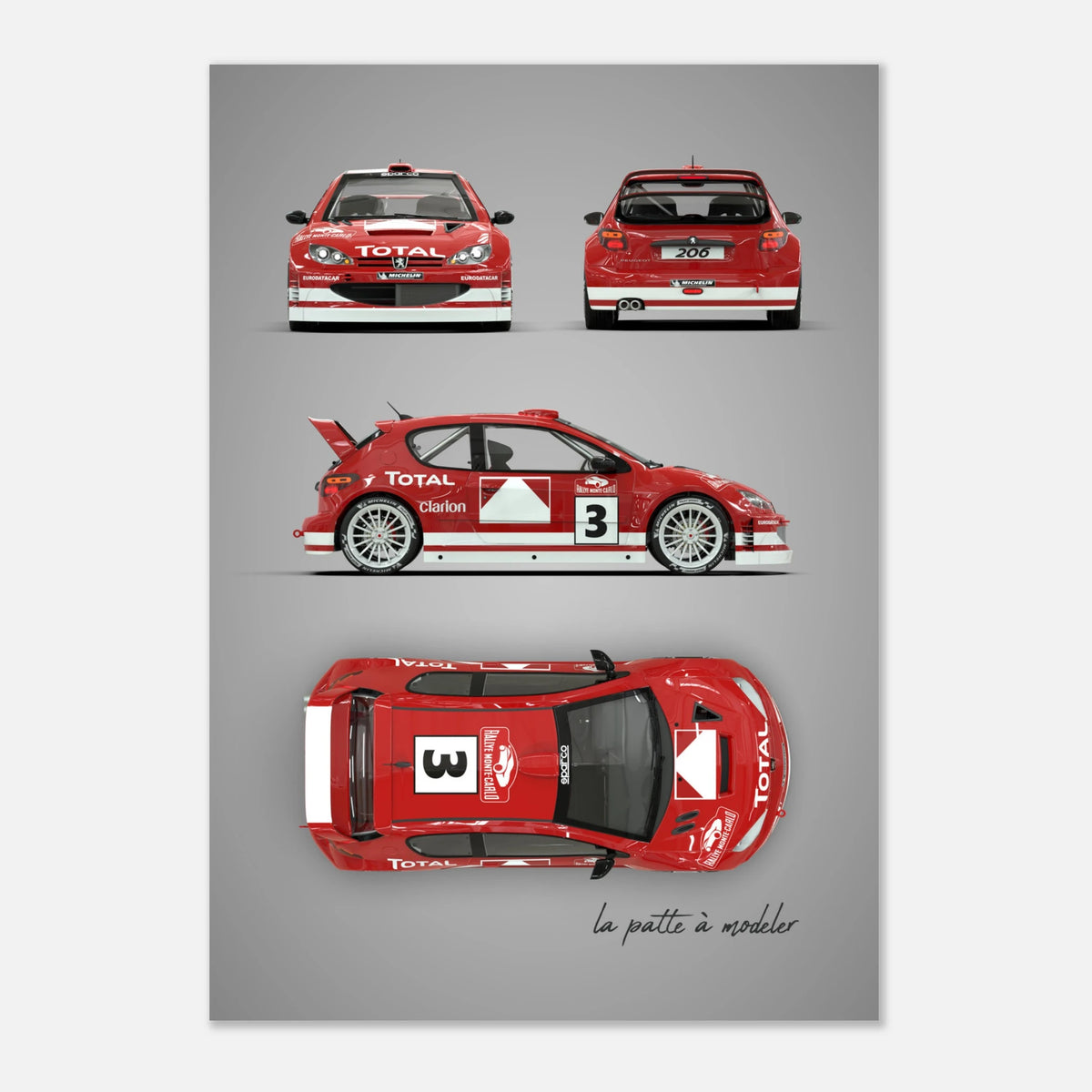 French Rally Car Aluminum Print - Modern Motorsport Art