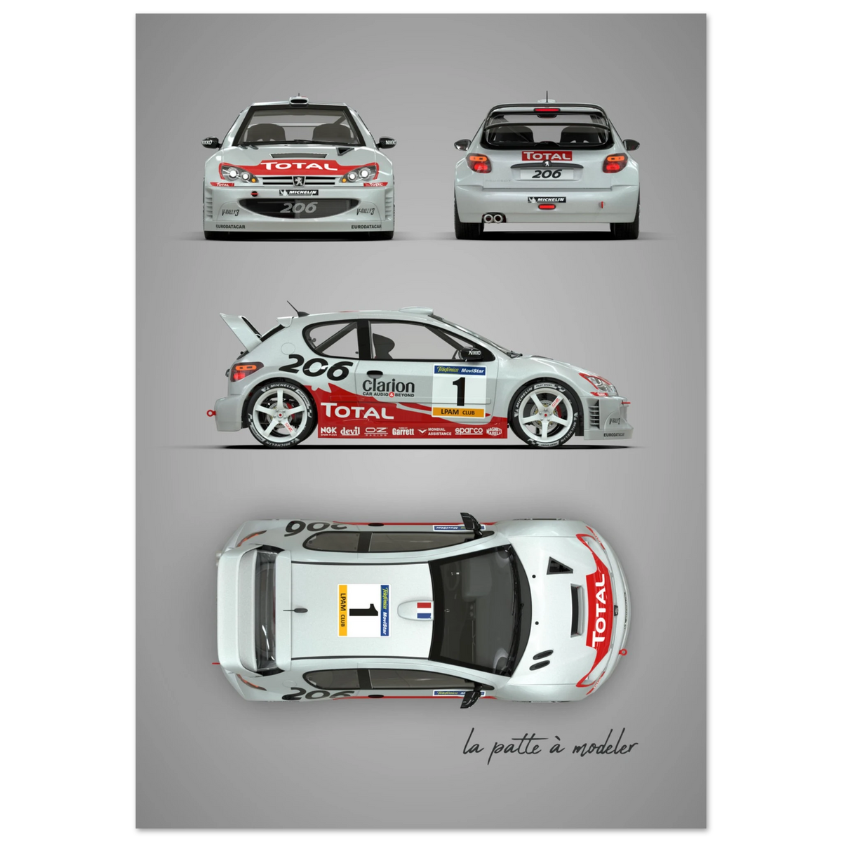 French Rally Car Aluminum Print - Championship Motorsport Art