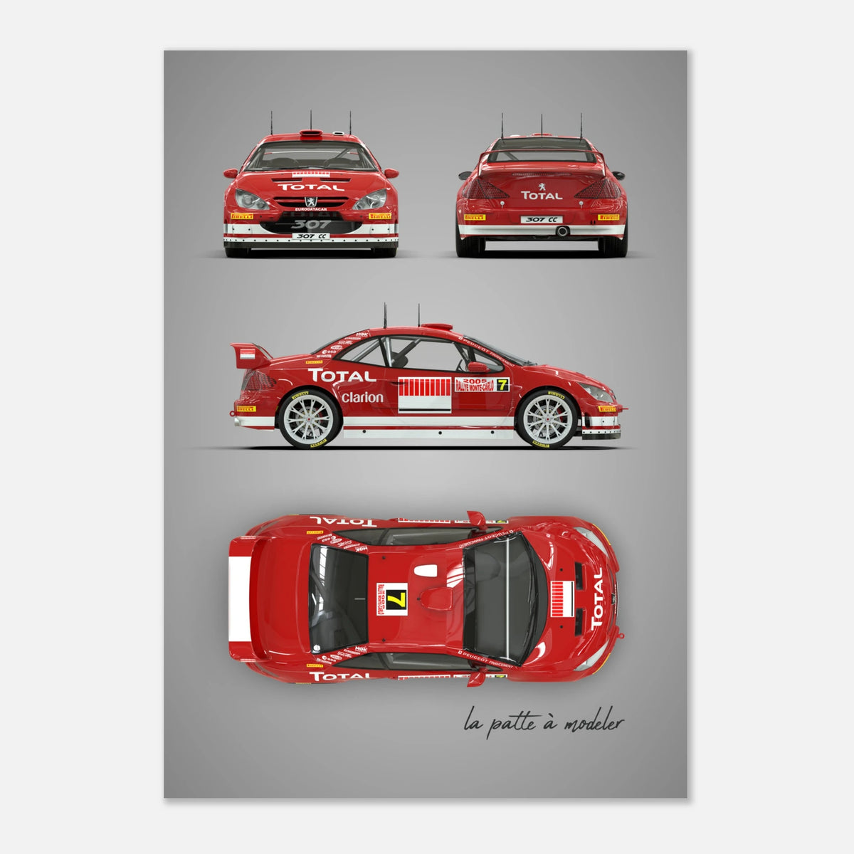 French Rally Car Aluminum Print - Modern Motorsport Art