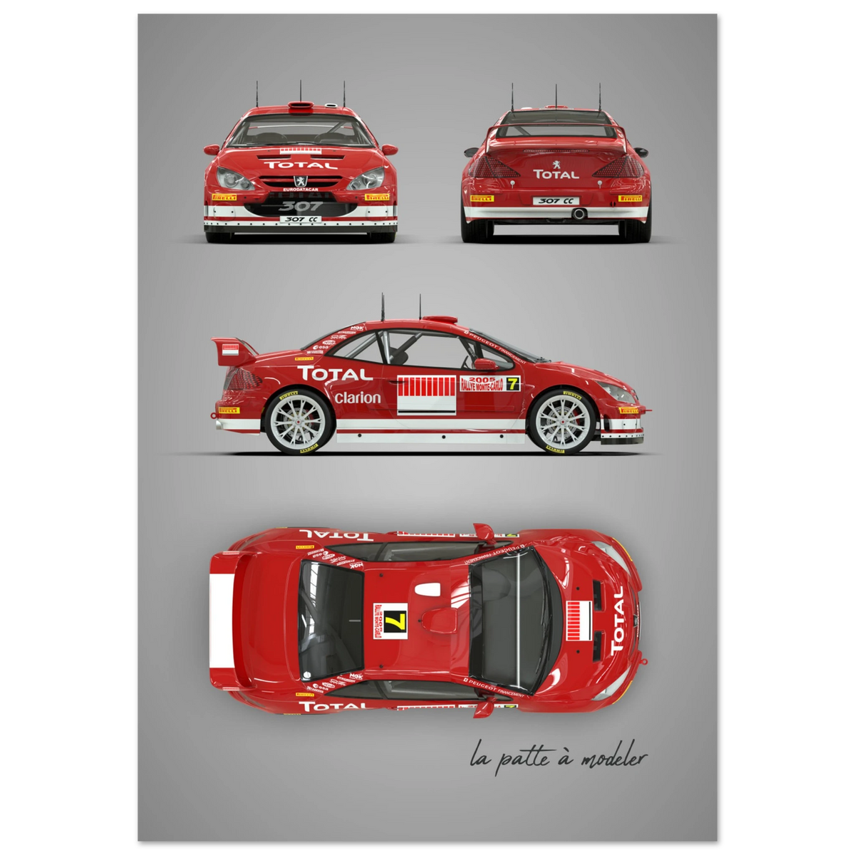 French Rally Car Aluminum Print - Modern Motorsport Art