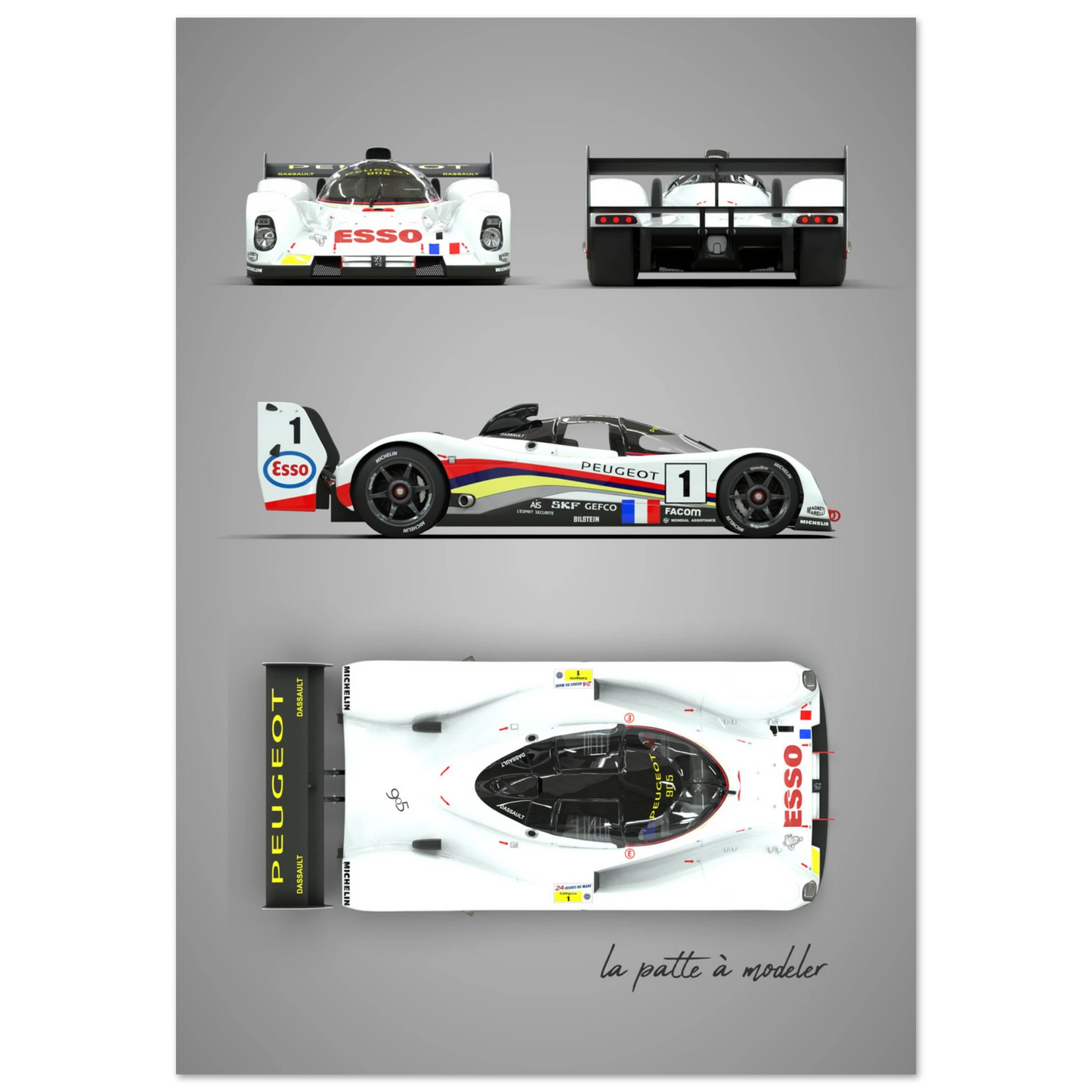 French Racing Car Aluminum Print - Endurance Motorsport Art