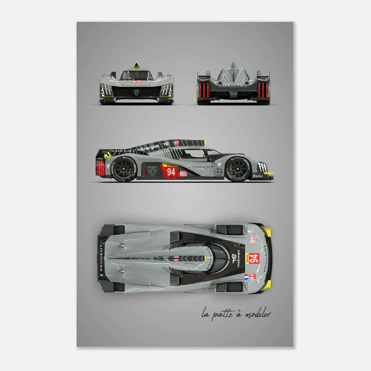 French Racing Car Aluminum Print - Modern Motorsport Art