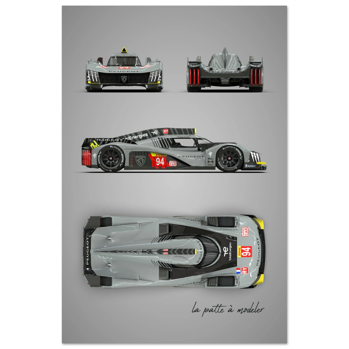 French Racing Car Aluminum Print - Modern Motorsport Art