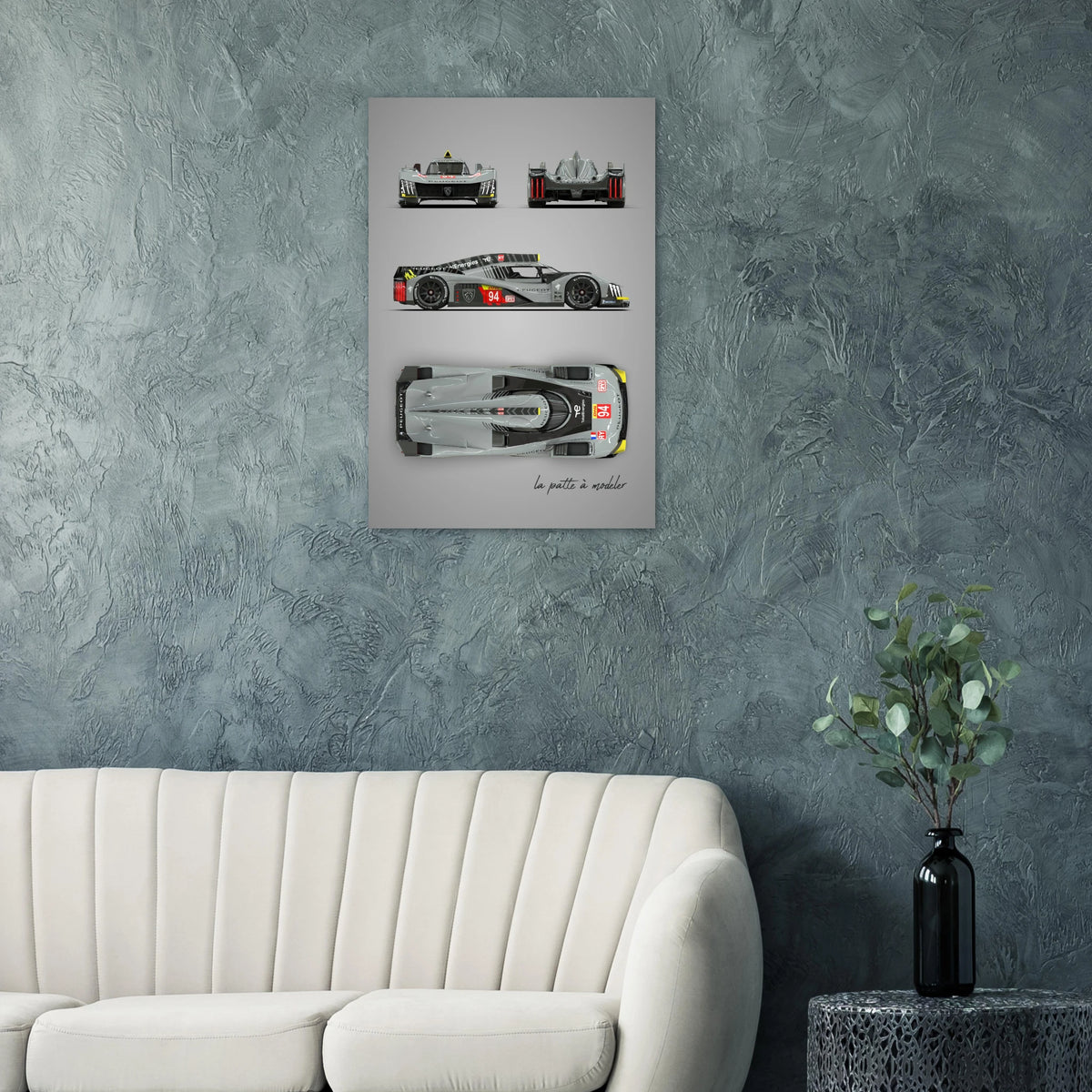 French Racing Car Aluminum Print - Modern Motorsport Art