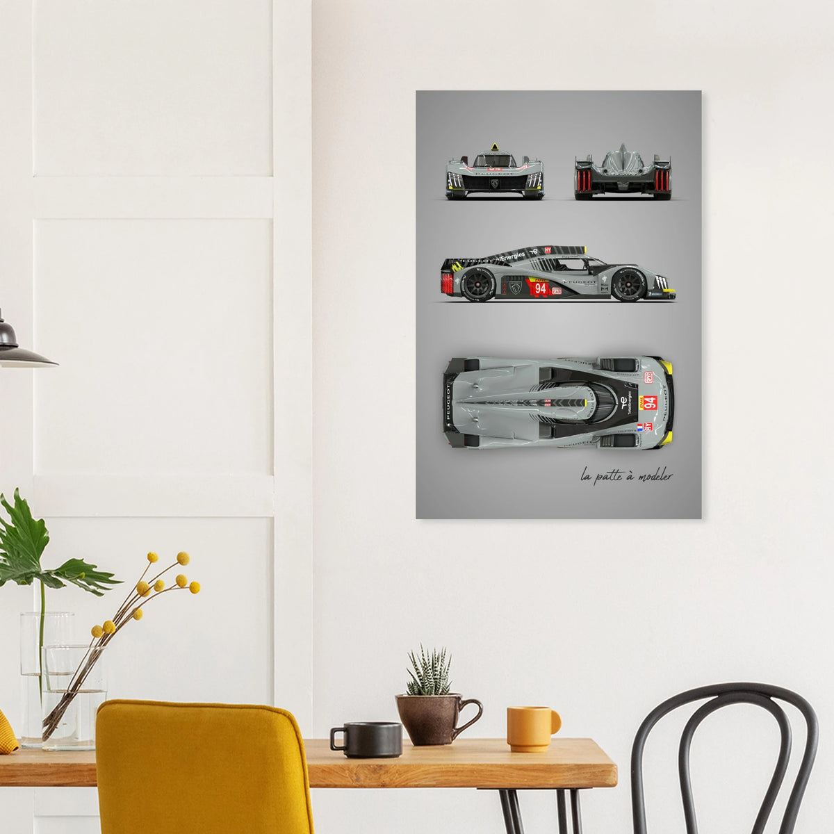 French Racing Car Aluminum Print - Modern Motorsport Art