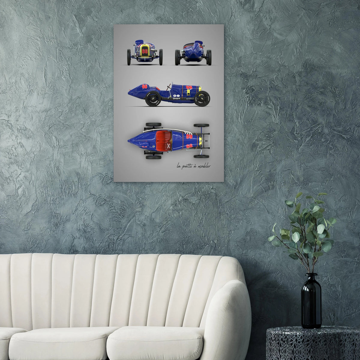 French Racing Car Aluminum Print - Motorsport Heritage Art