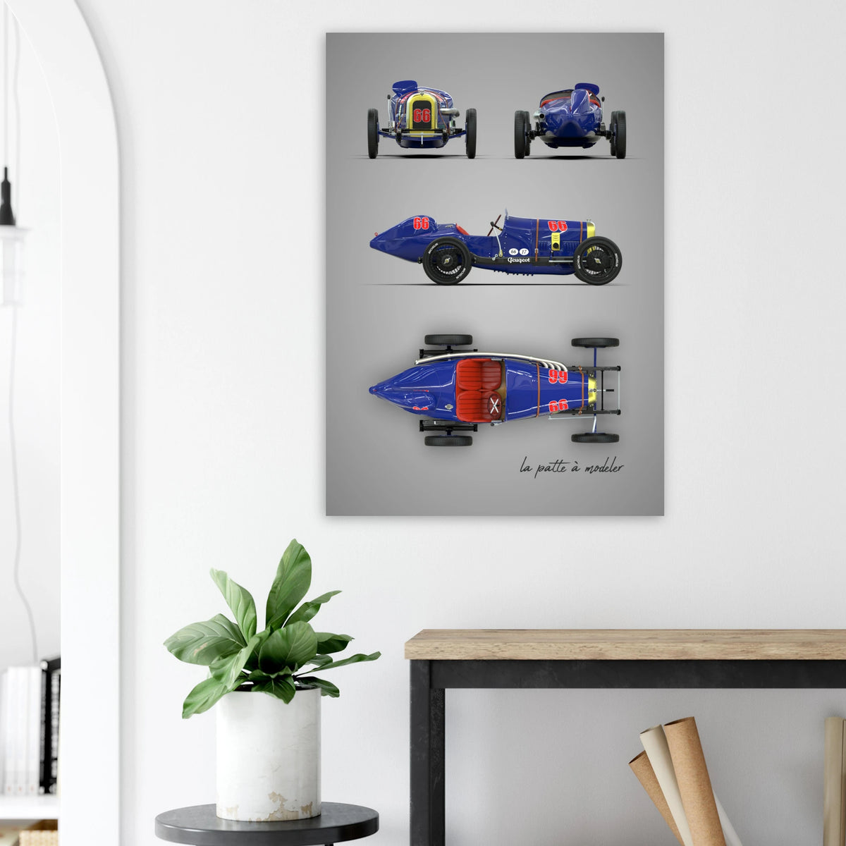 French Racing Car Aluminum Print - Motorsport Heritage Art