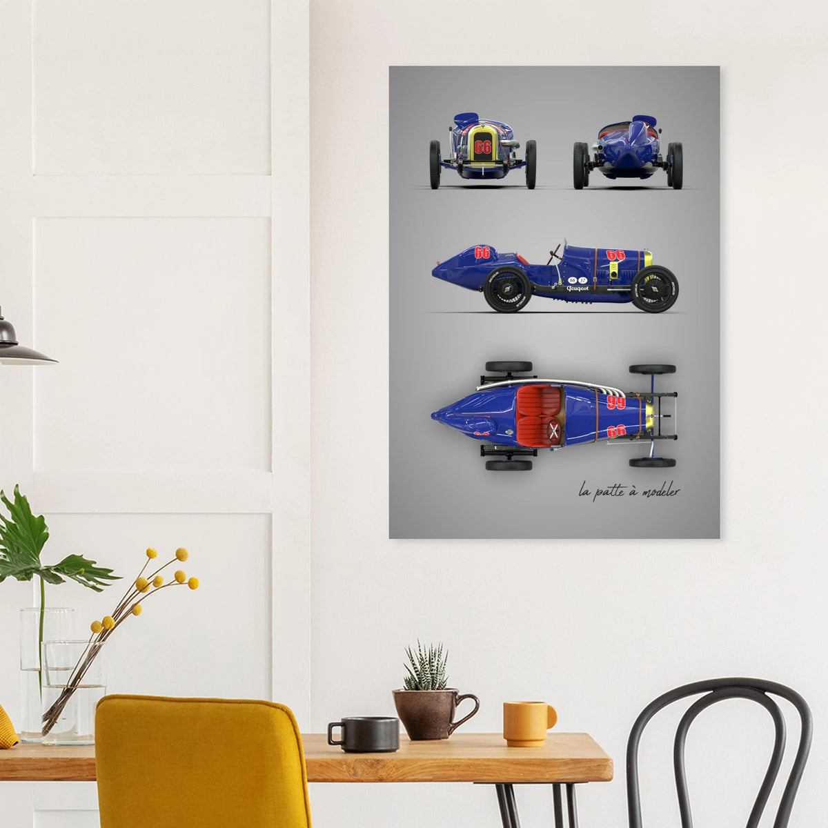 French Racing Car Aluminum Print - Motorsport Heritage Art