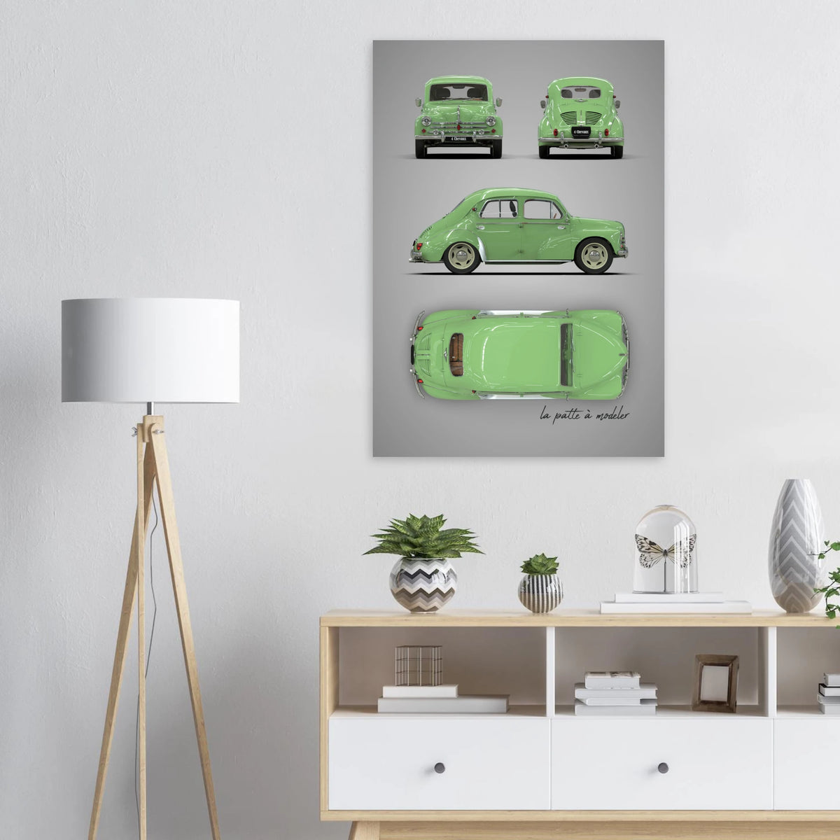 French Classic Car Aluminum Print - 1950s Vintage Art