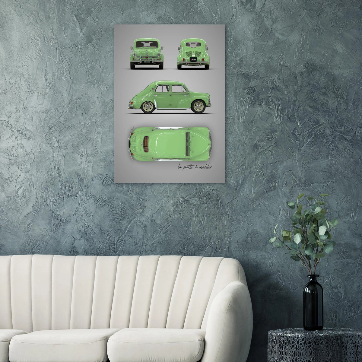 French Classic Car Aluminum Print - 1950s Vintage Art