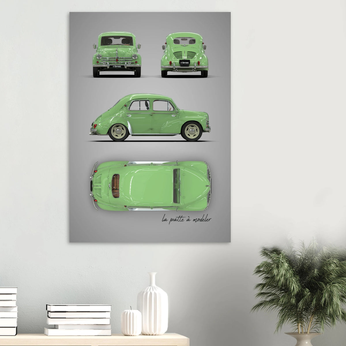 French Classic Car Aluminum Print - 1950s Vintage Art