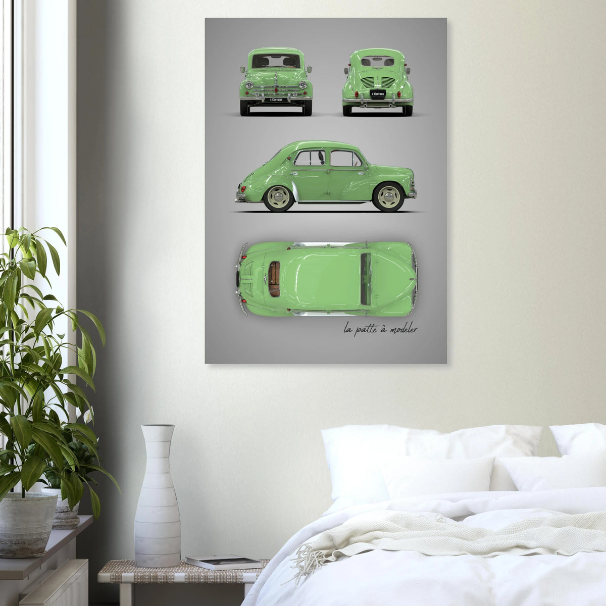 French Classic Car Aluminum Print - 1950s Vintage Art