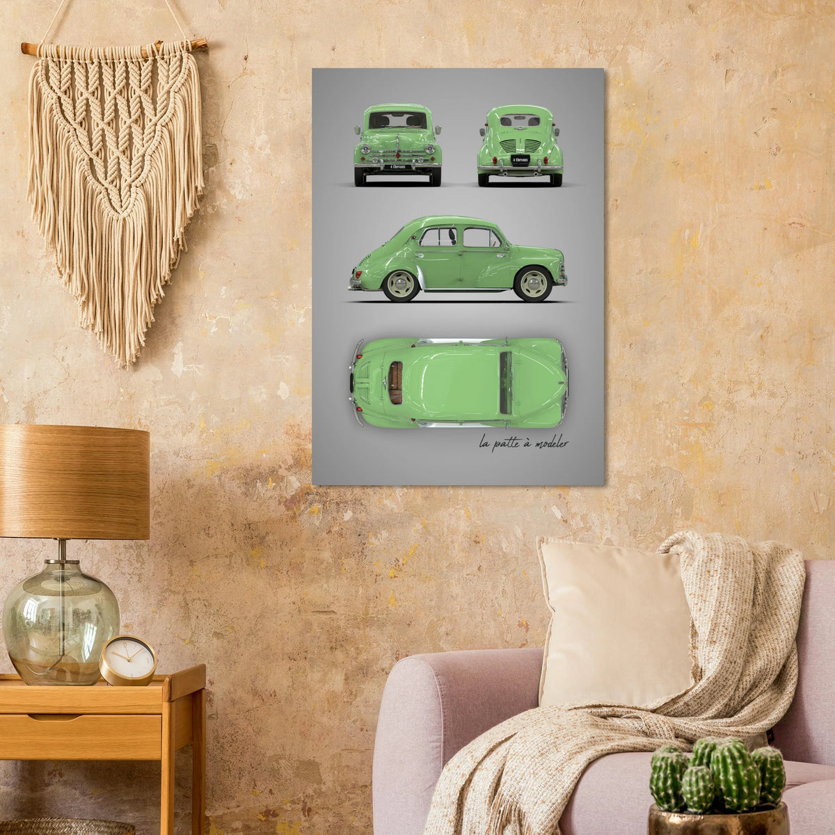 French Classic Car Aluminum Print - 1950s Vintage Art