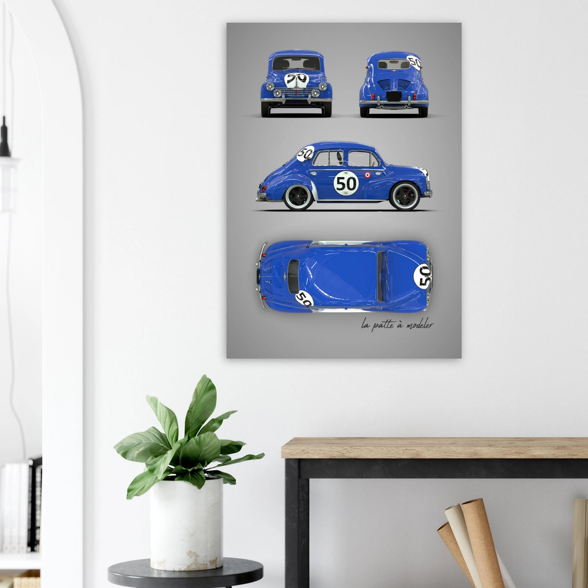 French Classic Car Aluminum Print - 1950s Vintage Art