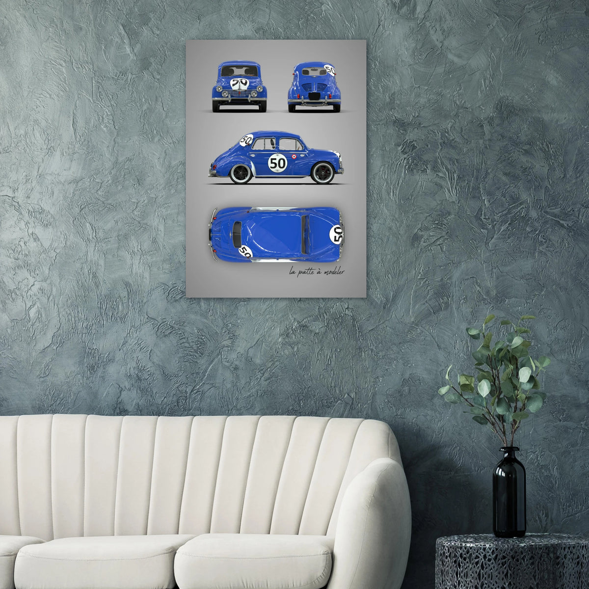 French Classic Car Aluminum Print - 1950s Vintage Art