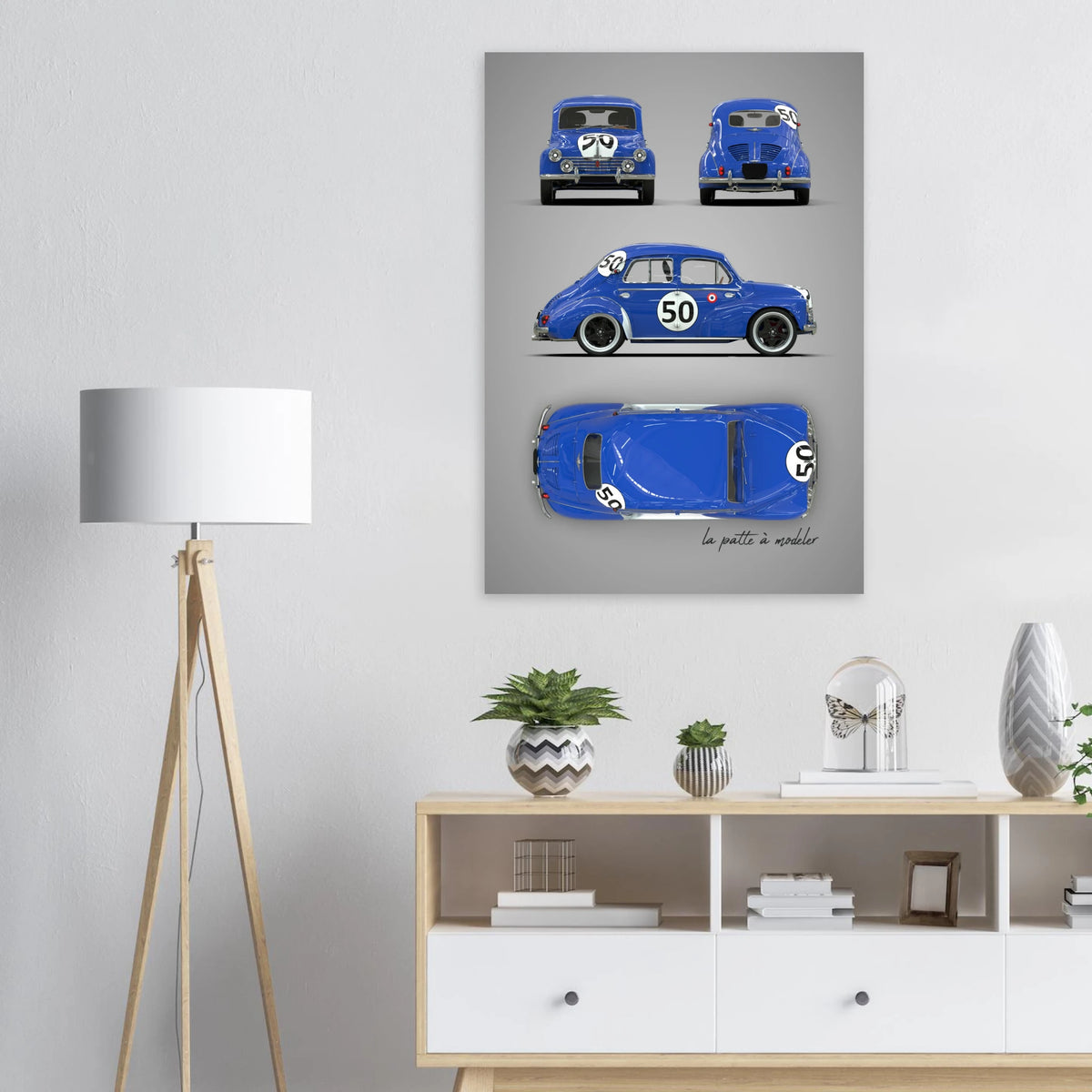 French Classic Car Aluminum Print - 1950s Vintage Art