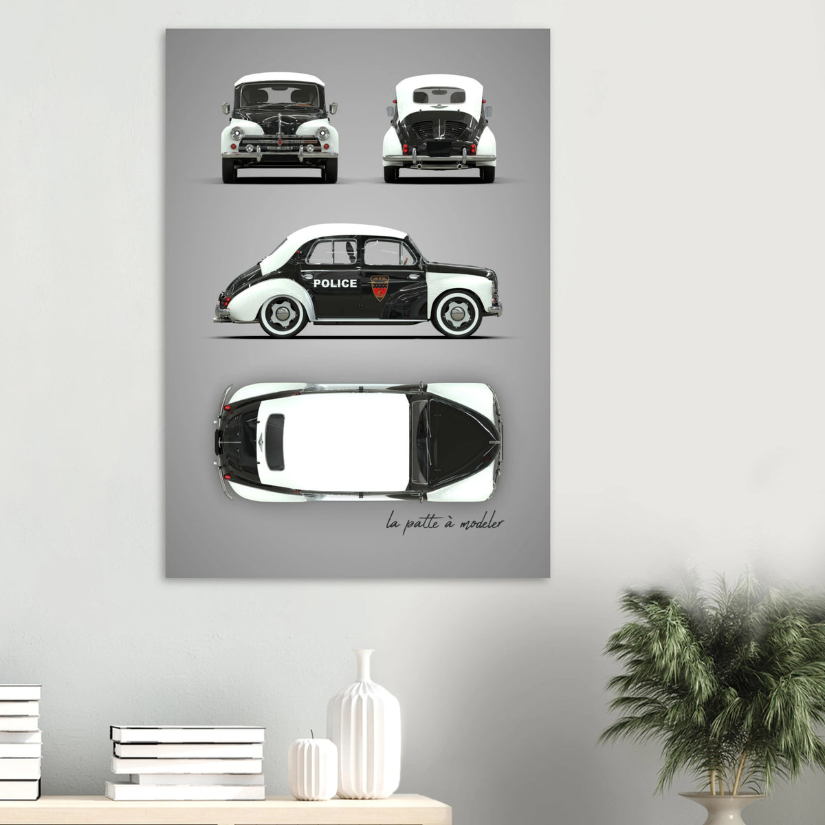 French Classic Car Aluminum Print - 1950s Vintage Art