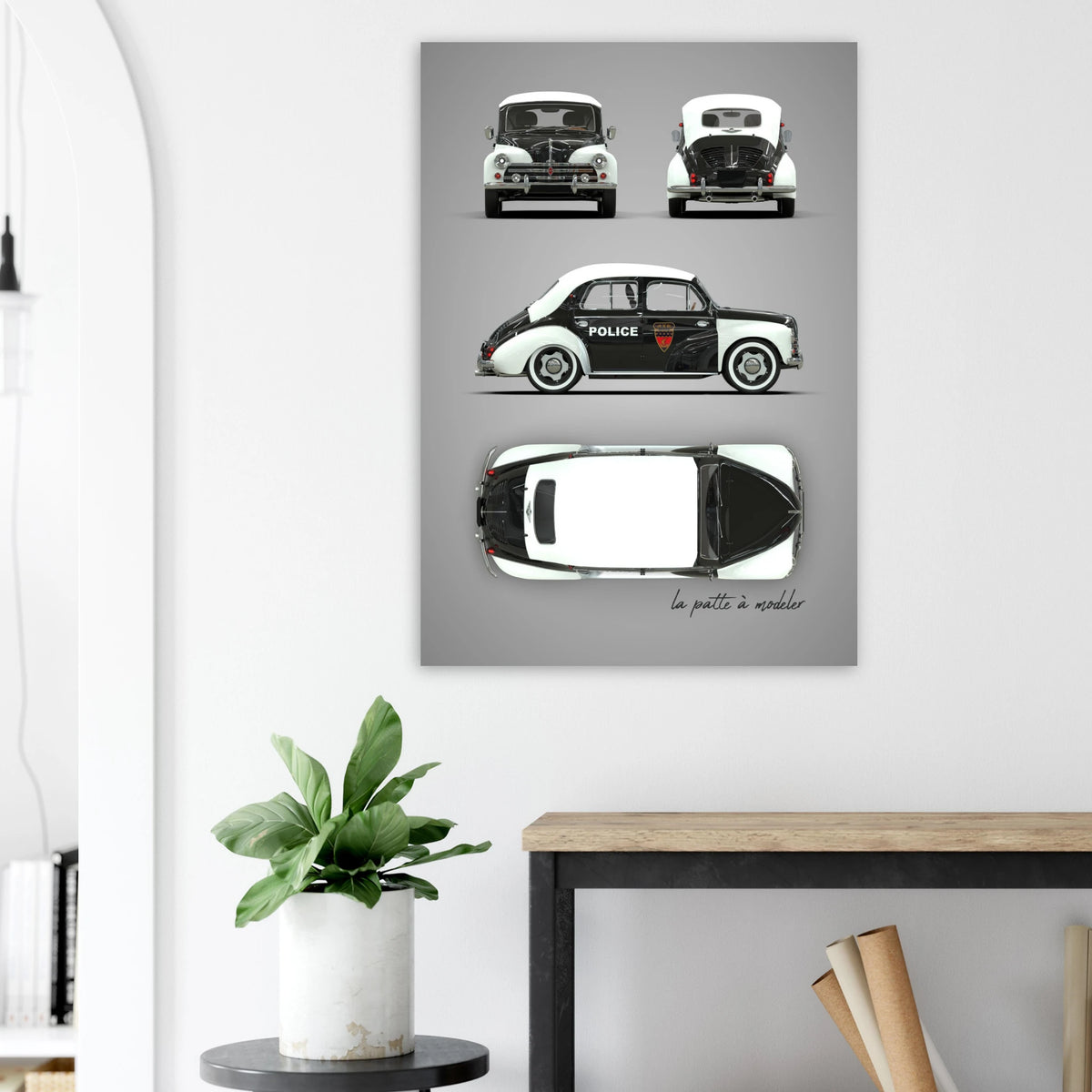 French Classic Car Aluminum Print - 1950s Vintage Art