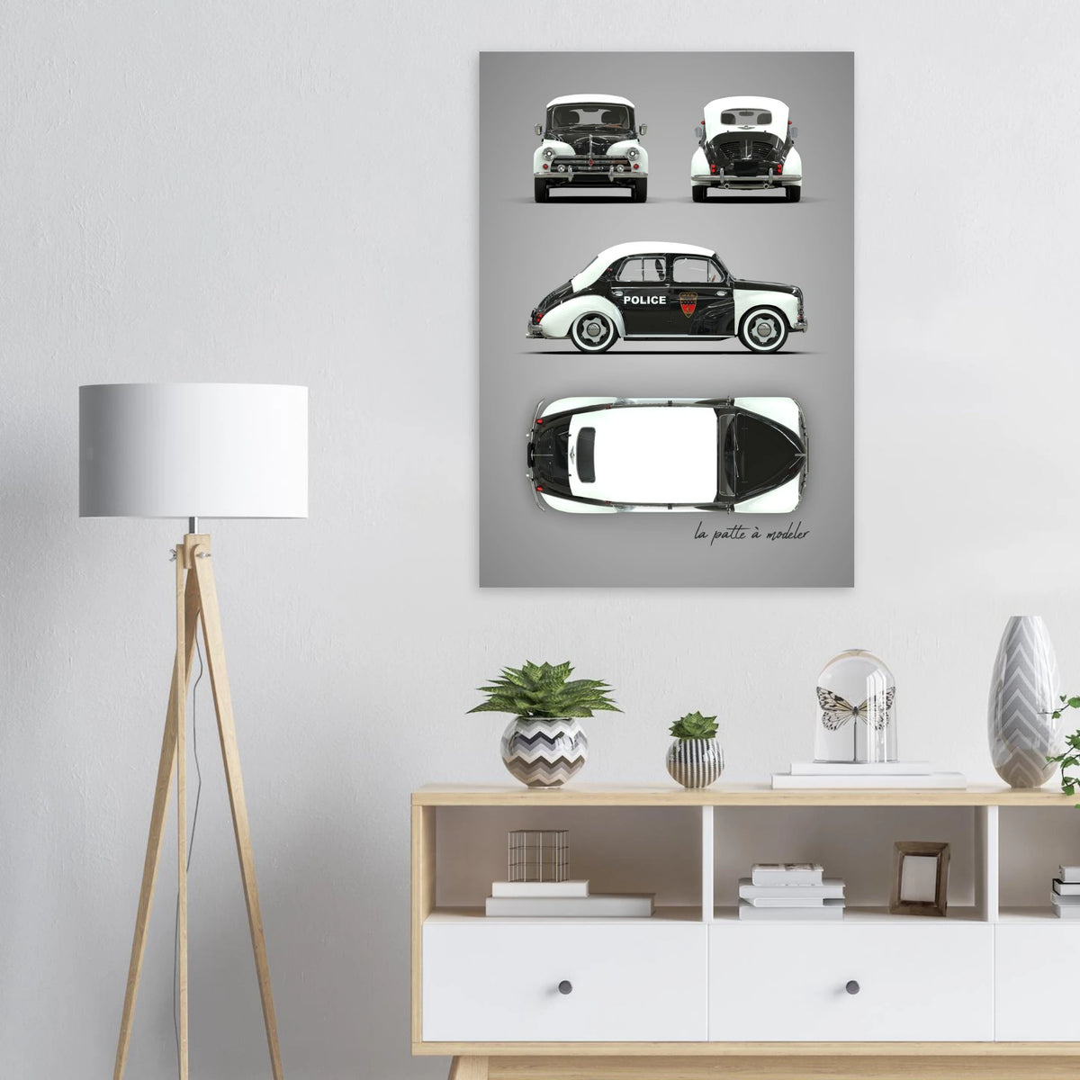 French Classic Car Aluminum Print - 1950s Vintage Art