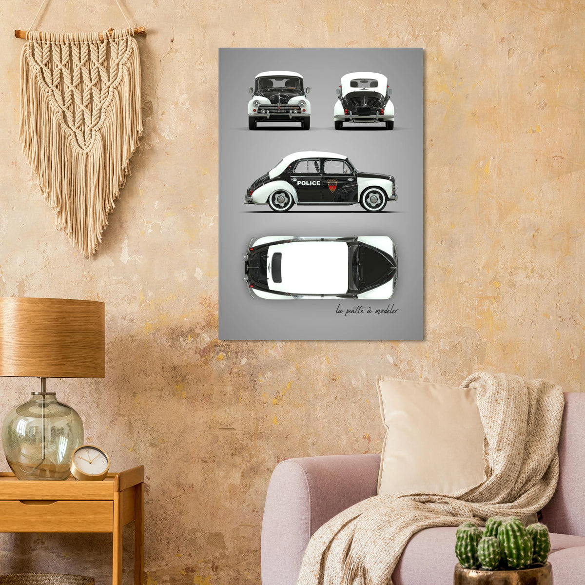 French Classic Car Aluminum Print - 1950s Vintage Art
