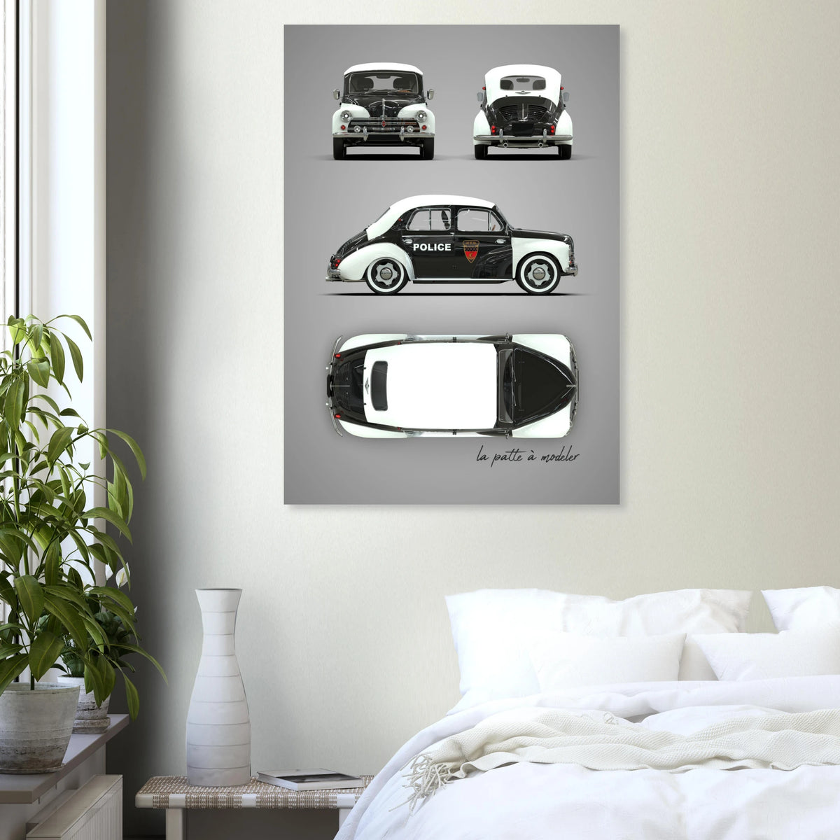 French Classic Car Aluminum Print - 1950s Vintage Art