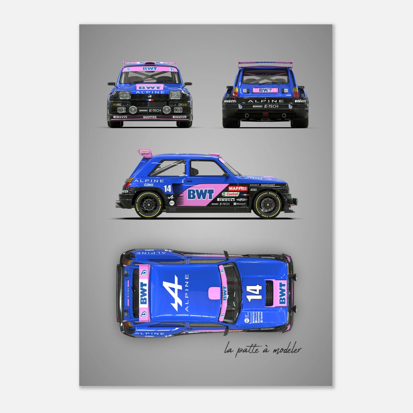 French Rally Car Aluminum Print - Custom Motorsport Art