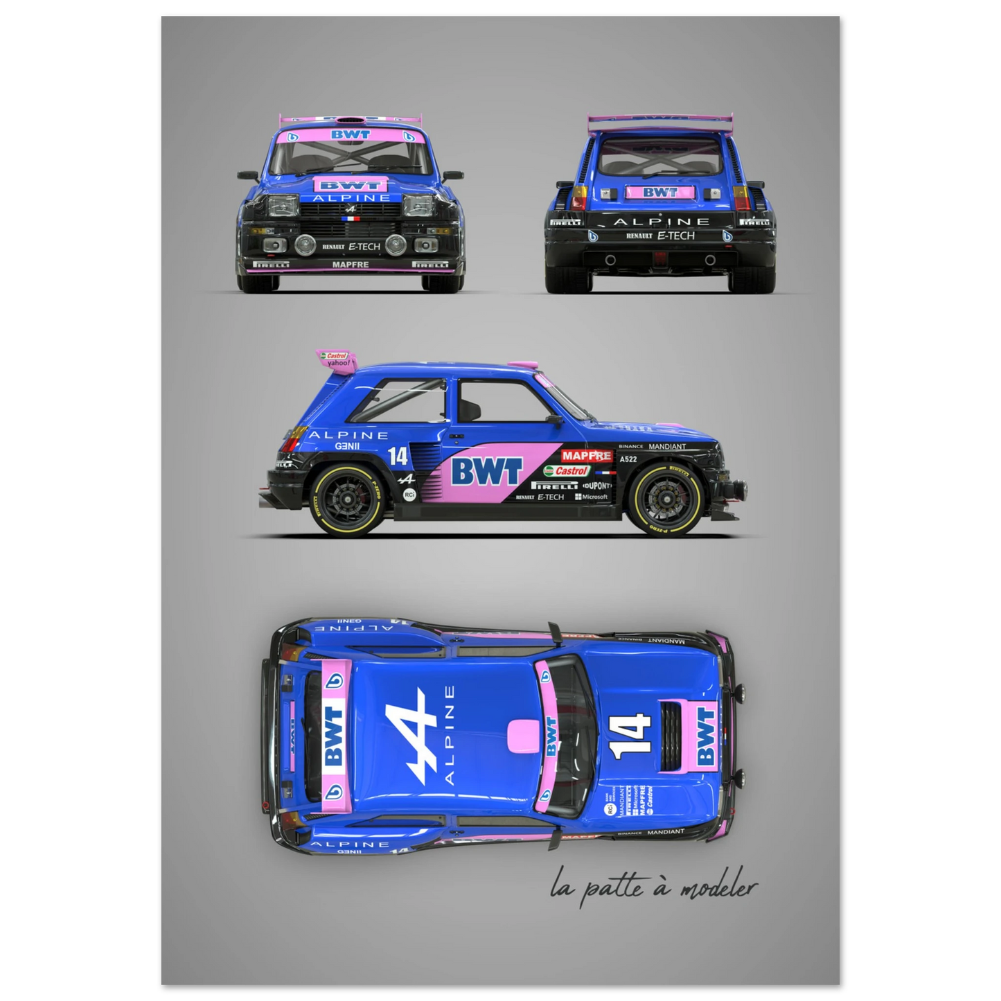 French Rally Car Aluminum Print - Custom Motorsport Art