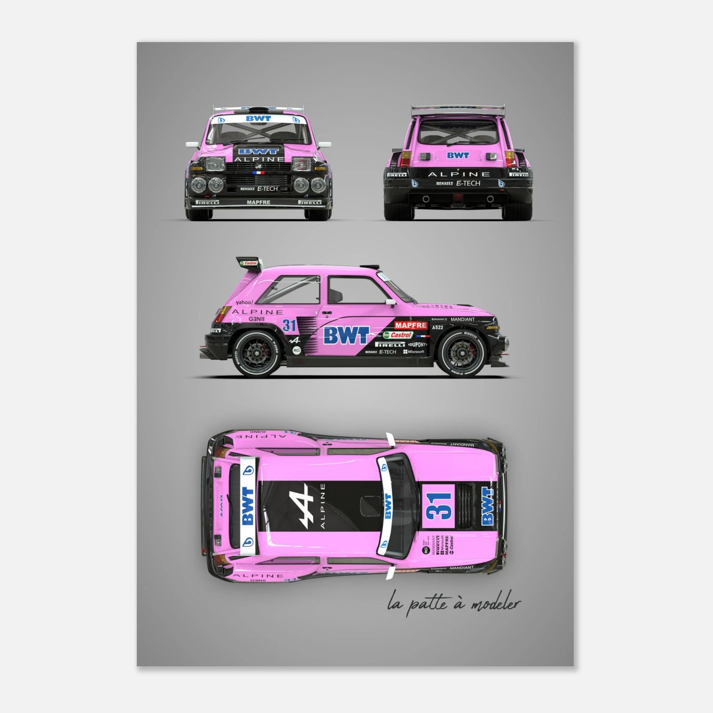 French Rally Car Aluminum Print - Custom Motorsport Art