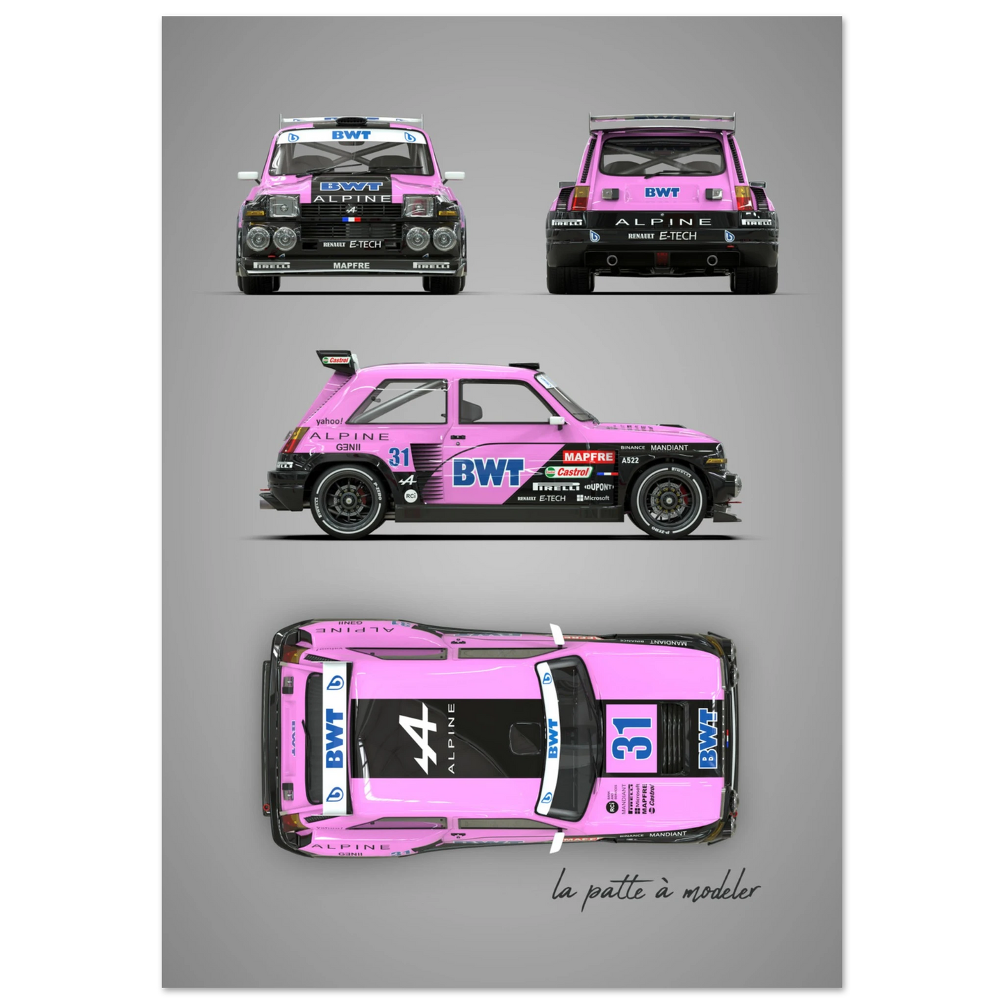 French Rally Car Aluminum Print - Custom Motorsport Art