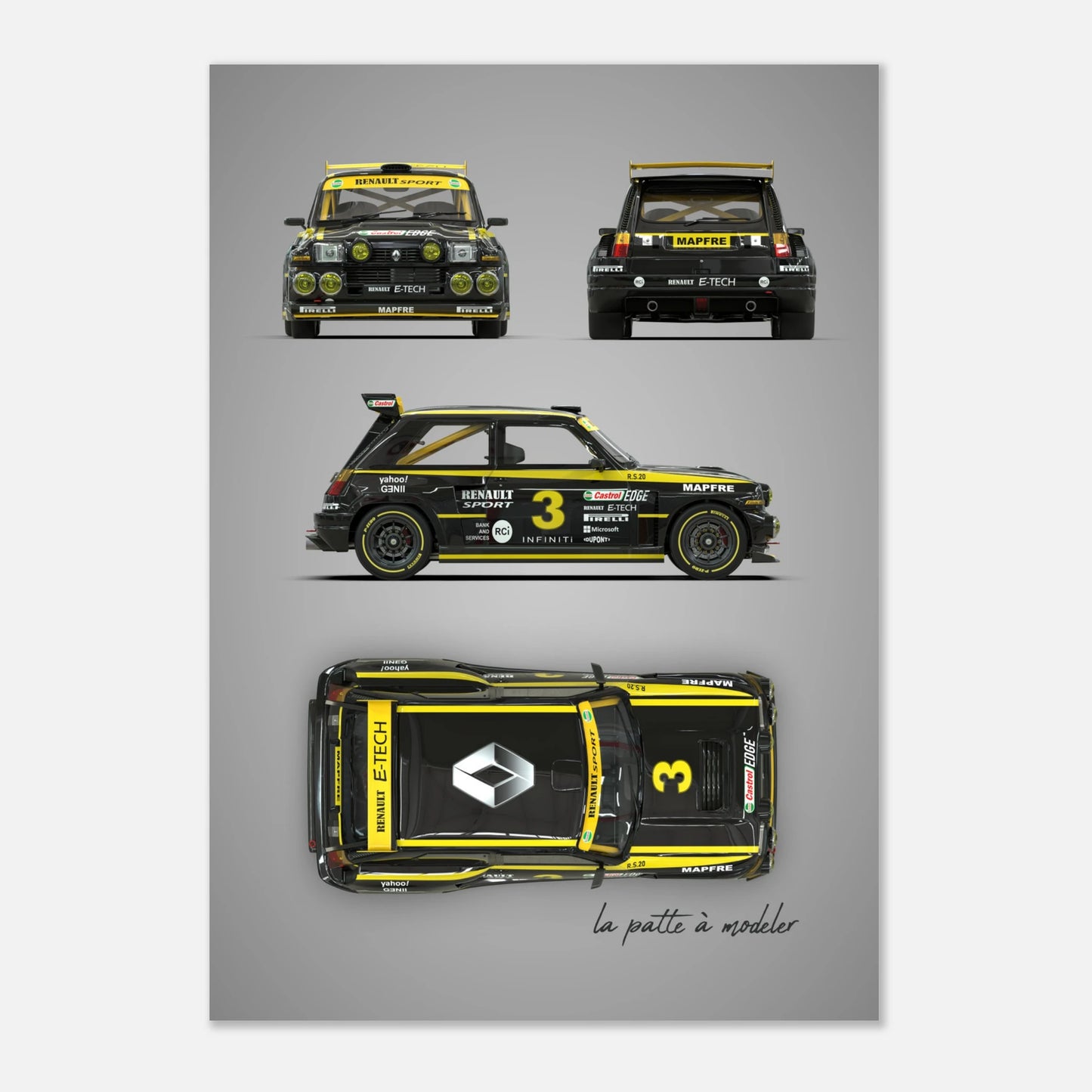 French Rally Car Aluminum Print - Custom Motorsport Art