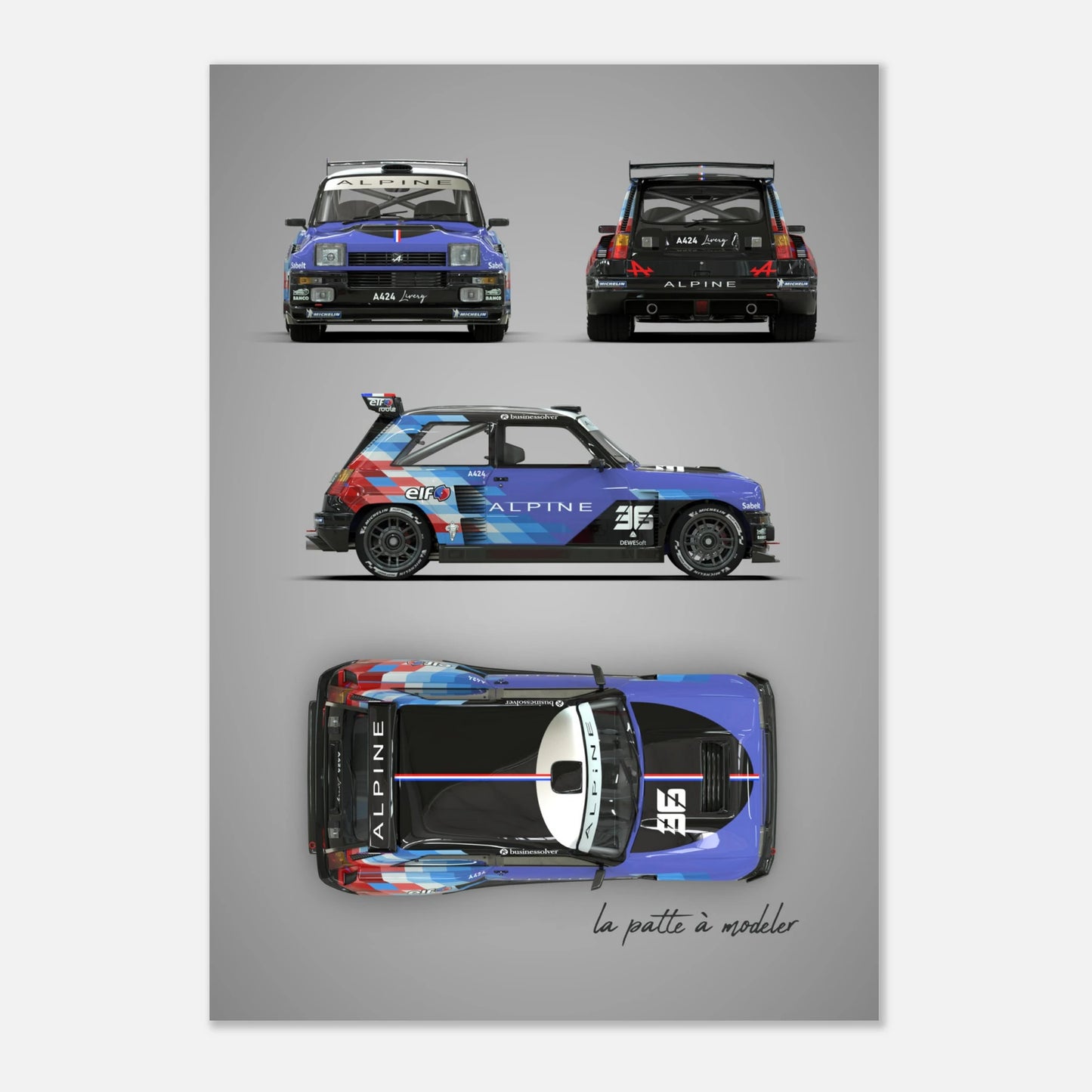 French Rally Car Aluminum Print - Custom Motorsport Art