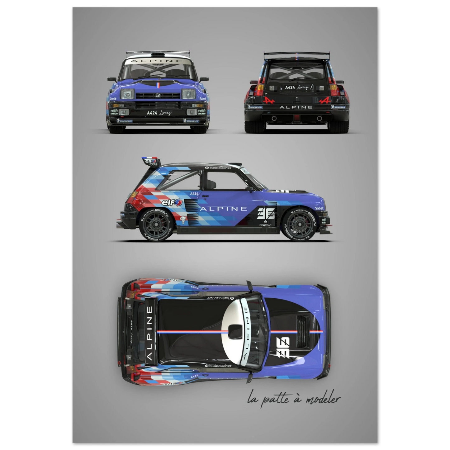 French Rally Car Aluminum Print - Custom Motorsport Art