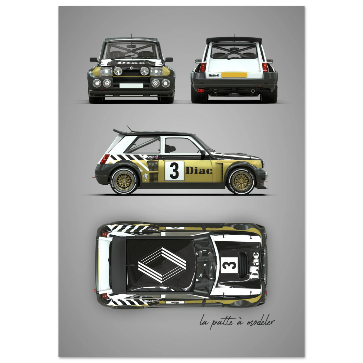 French Rally Icon Aluminum Print - Group B Motorsport Art