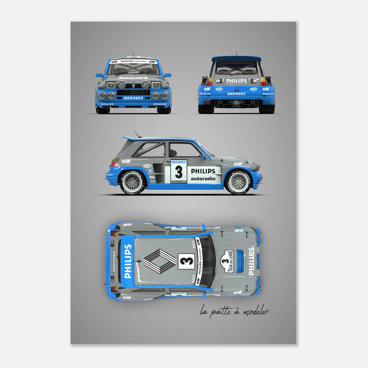 French Rally Icon Aluminum Print - Group B Motorsport Art