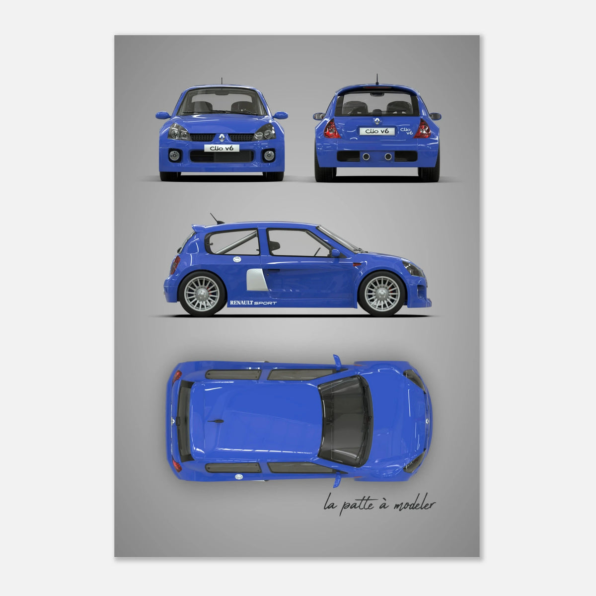 French Classic Car Aluminum Print - Vintage Design Art