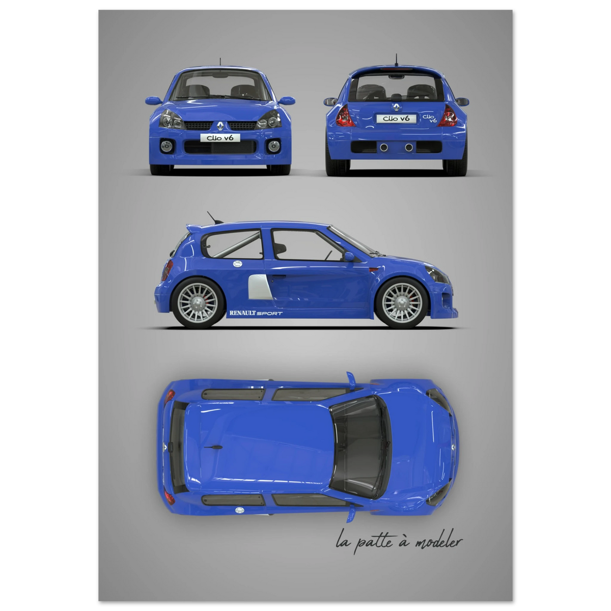French Classic Car Aluminum Print - Vintage Design Art