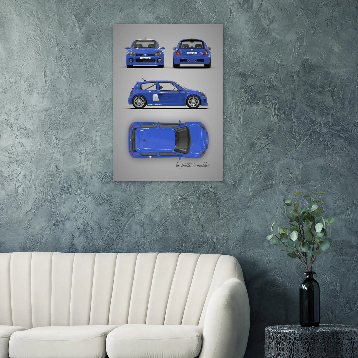 French Classic Car Aluminum Print - Vintage Design Art