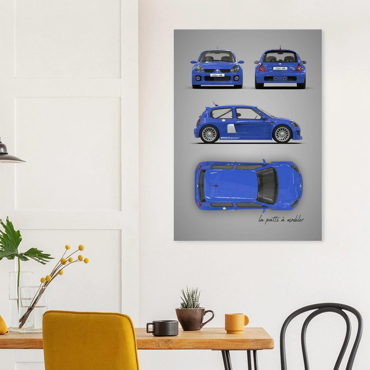 French Classic Car Aluminum Print - Vintage Design Art