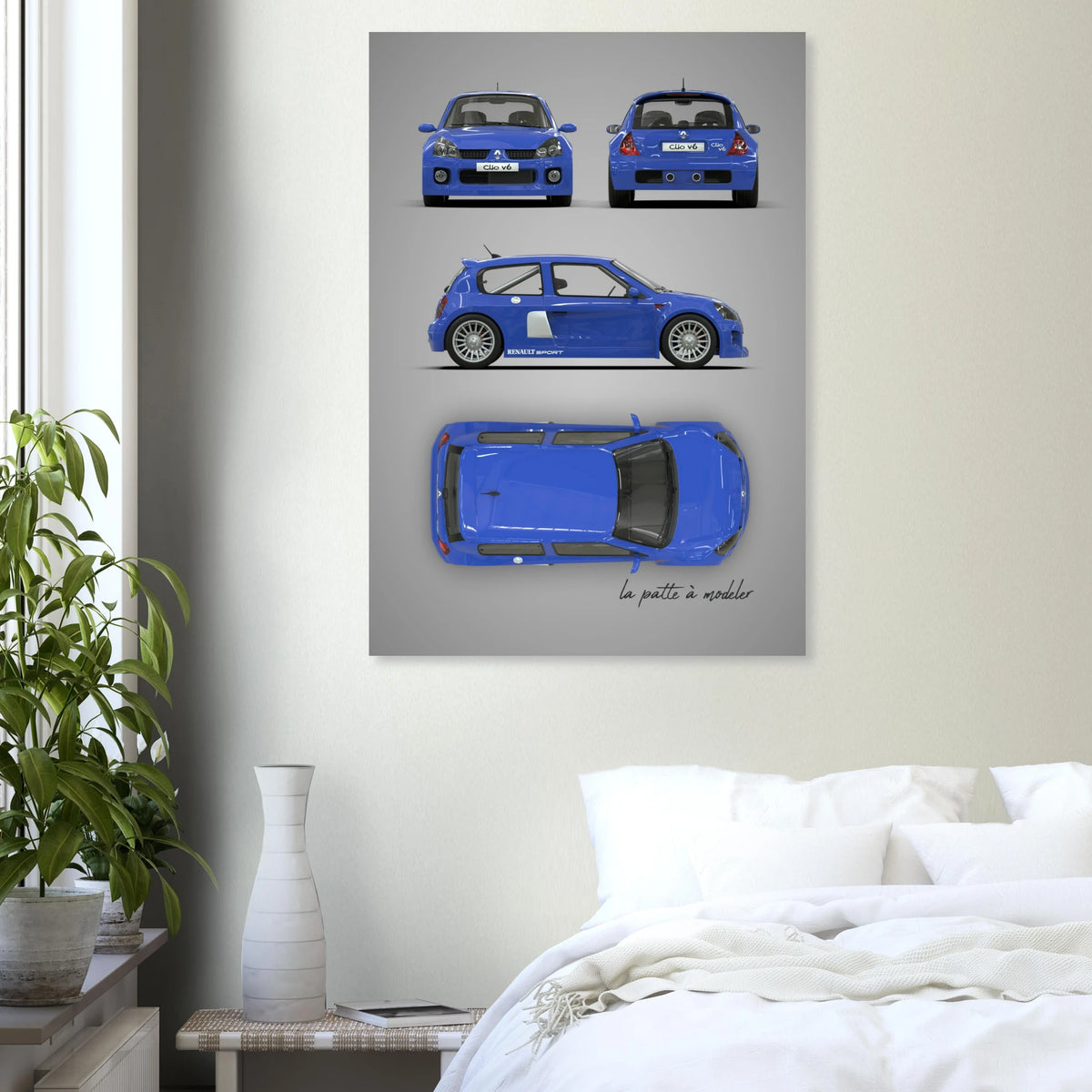 French Classic Car Aluminum Print - Vintage Design Art