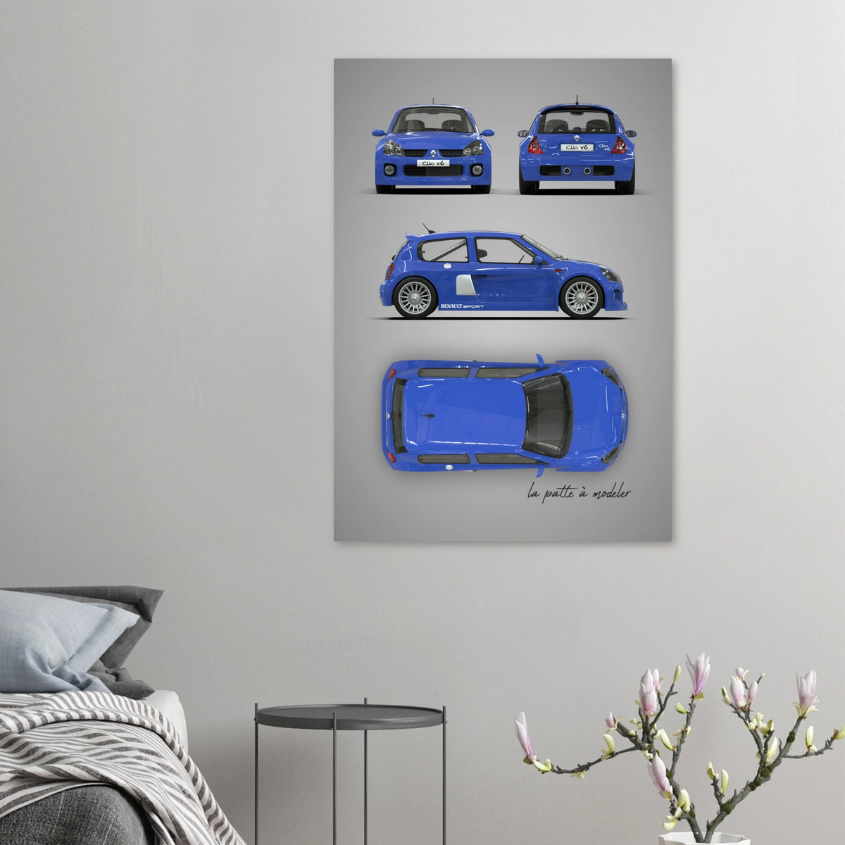 French Classic Car Aluminum Print - Vintage Design Art