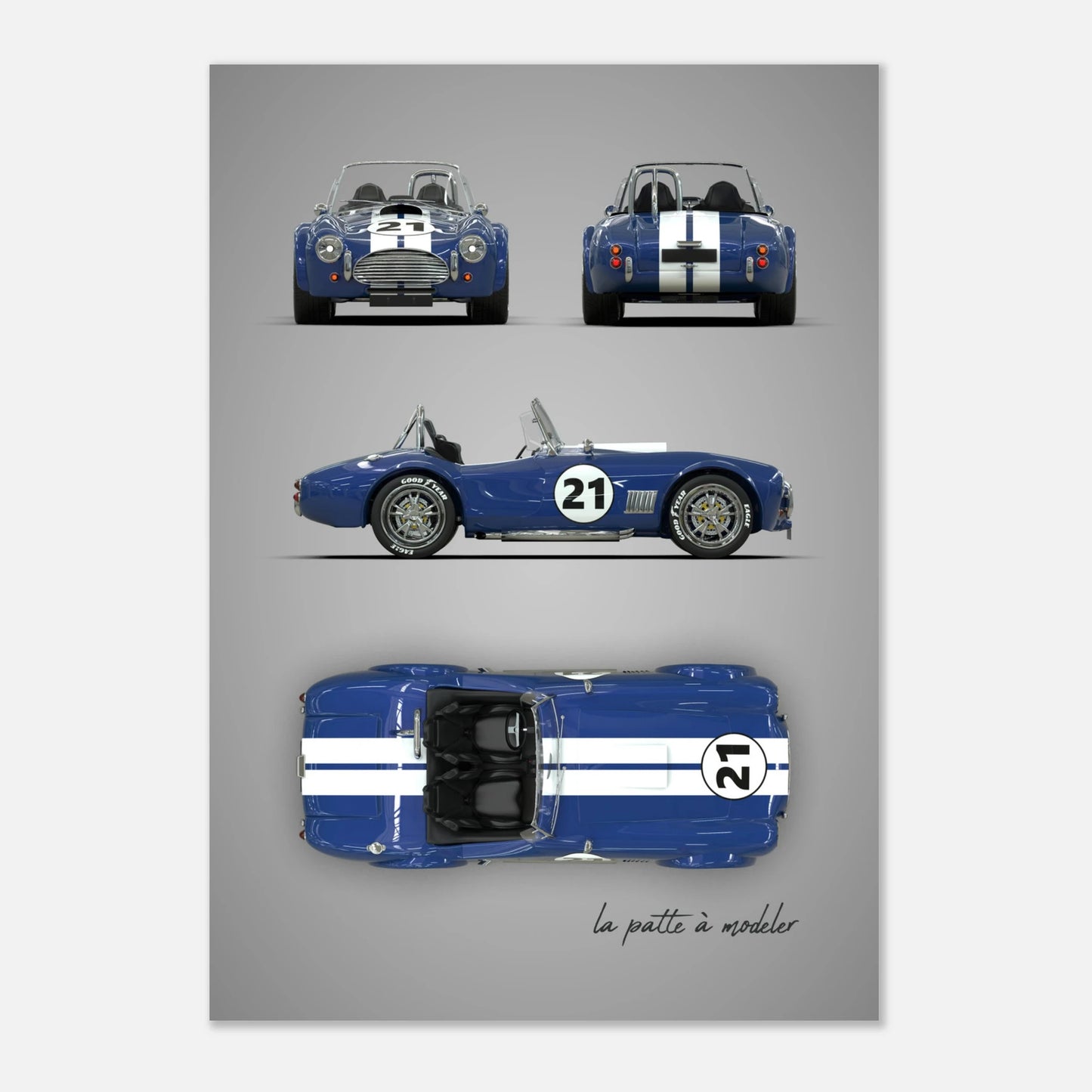 American Sports Car Aluminum Print - Classic Racing Art