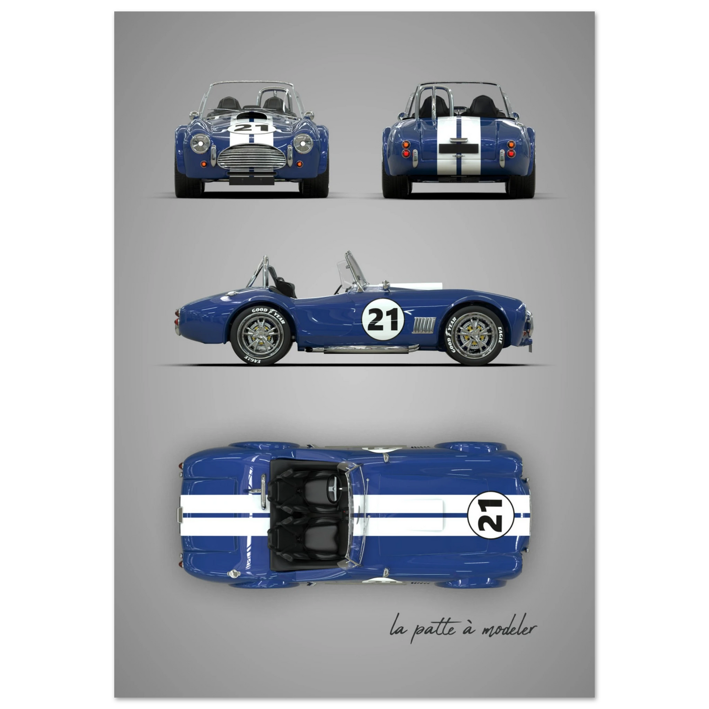 American Sports Car Aluminum Print - Classic Racing Art