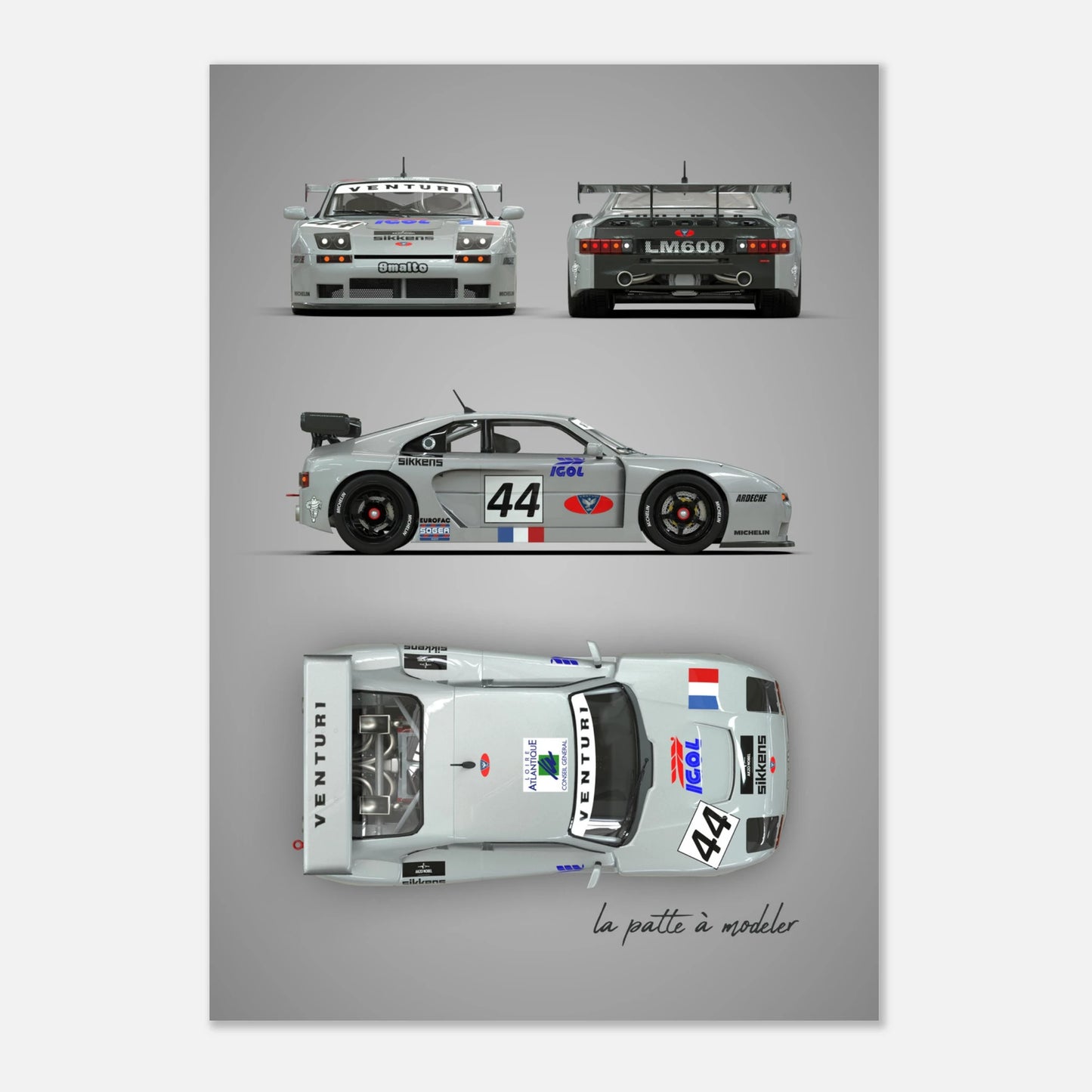 French Sports Car Aluminum Print - Racing Heritage Art