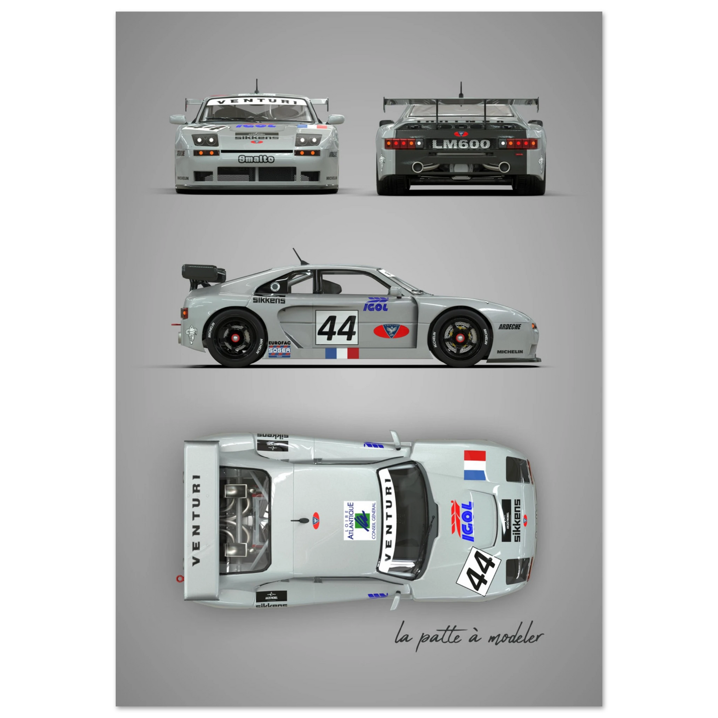 French Sports Car Aluminum Print - Racing Heritage Art
