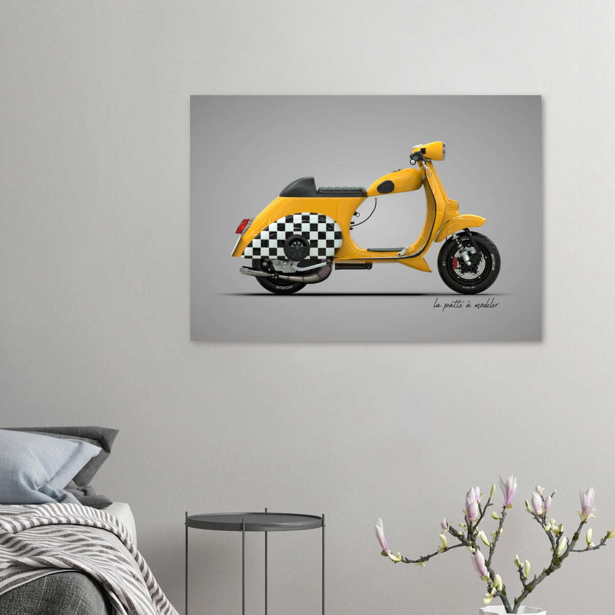 Italian Scooter Aluminum Print - Vintage Urban Art