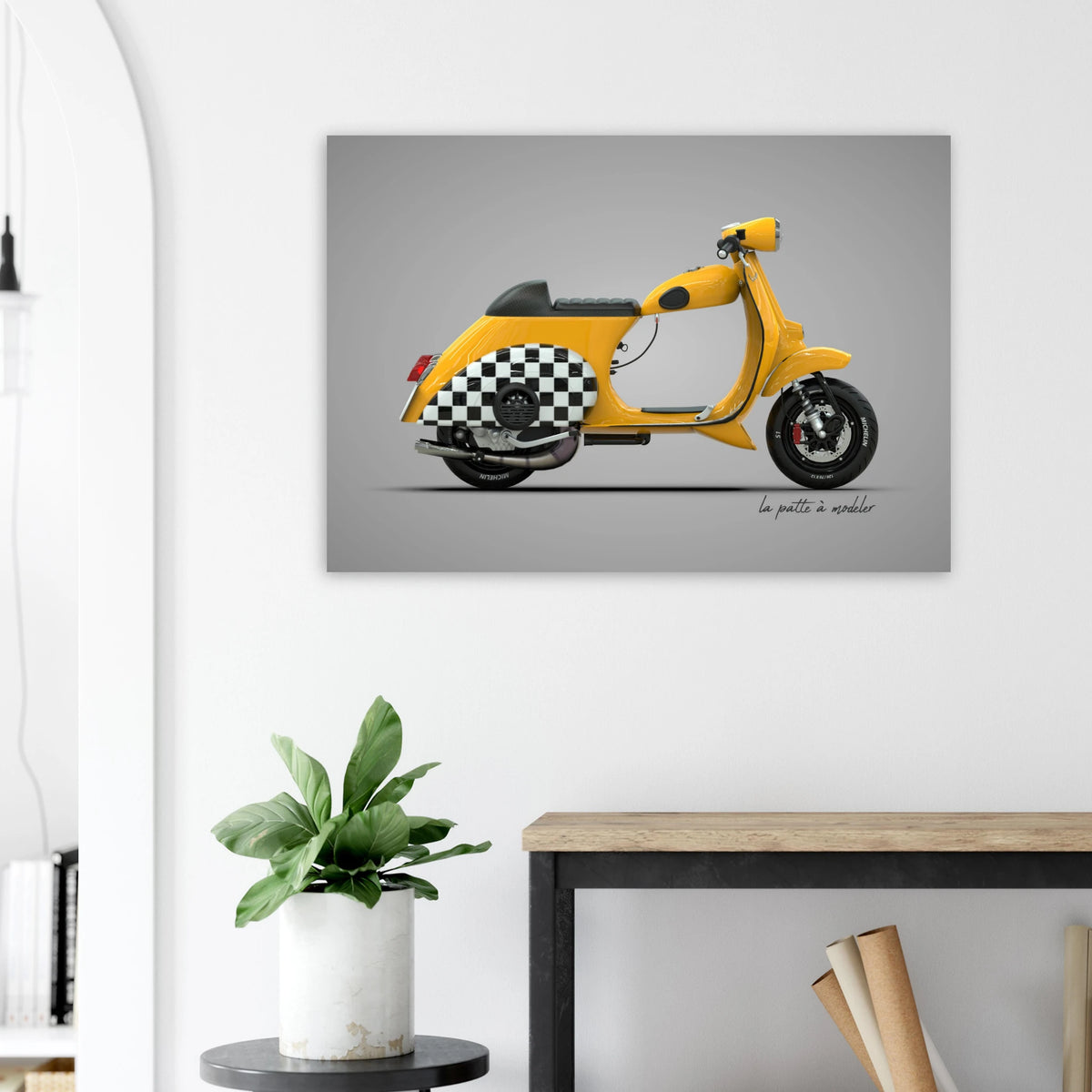 Italian Scooter Aluminum Print - Vintage Urban Art