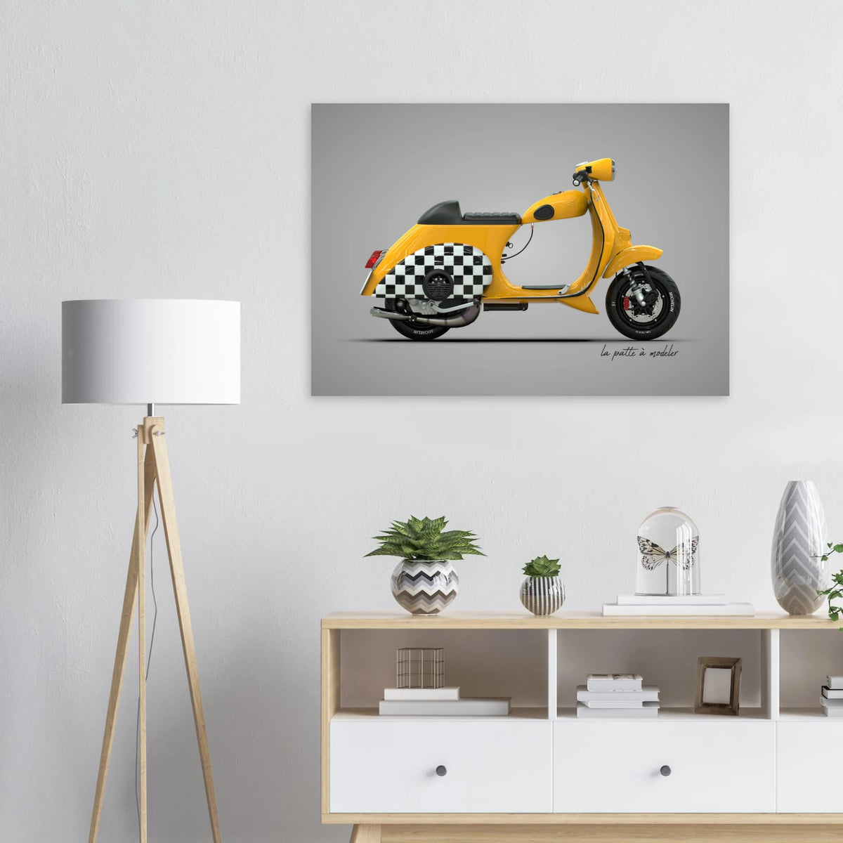 Italian Scooter Aluminum Print - Vintage Urban Art