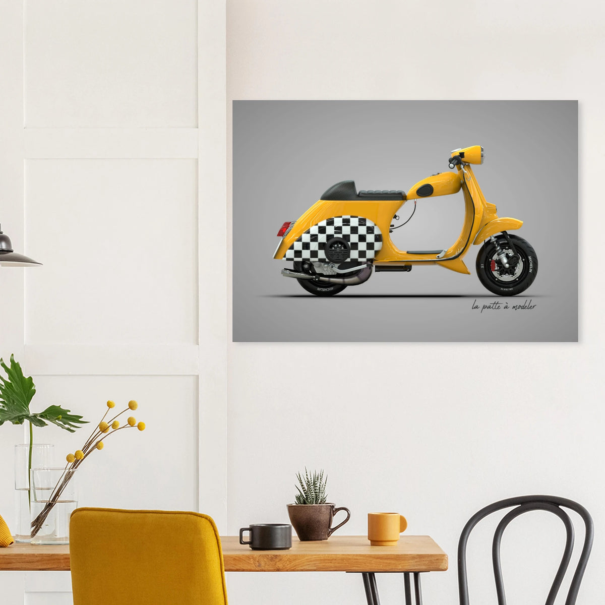 Italian Scooter Aluminum Print - Vintage Urban Art