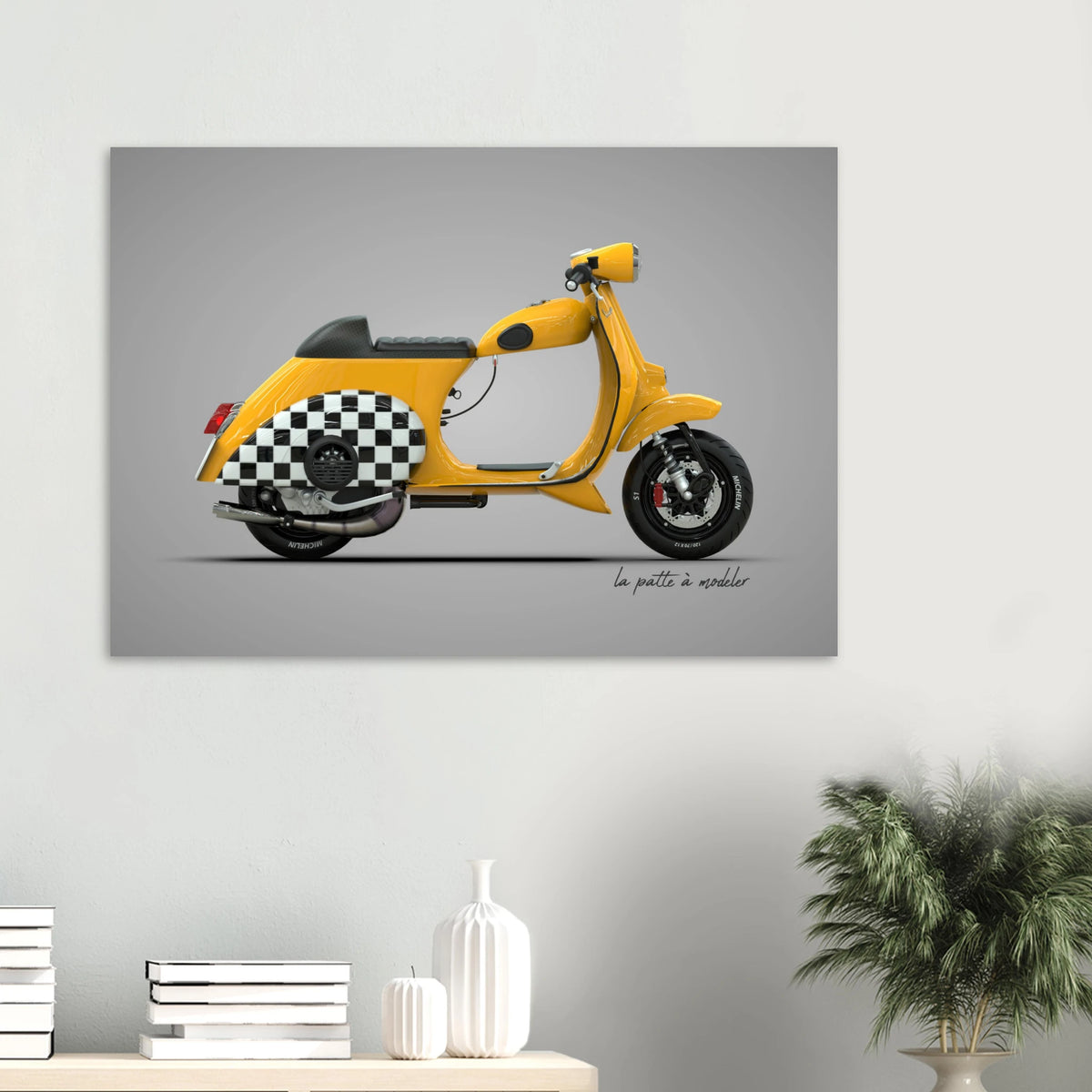 Italian Scooter Aluminum Print - Vintage Urban Art